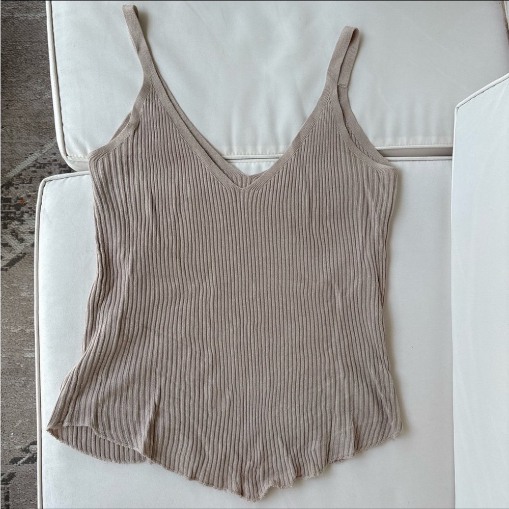 Sincerely Jules Beige Ribbed Tank - Picture 2 of 7